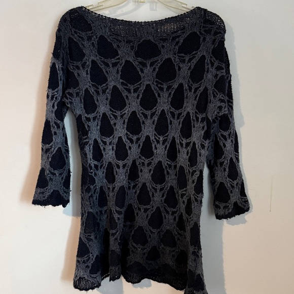 Open-Knit Navy and Gray Women’s Tunic Dress - Picture 2 of 2